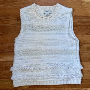 Like New Club Monaco Knit Sleeveless Sweater with Fringe Detail Size M